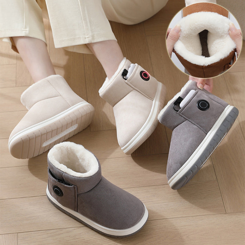 Heated slippers with soft plush lining